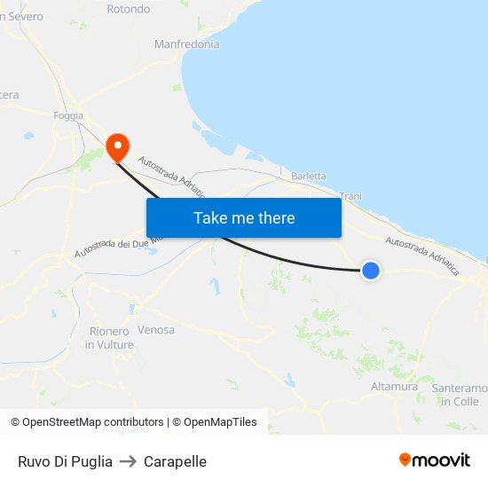 Ruvo Di Puglia to Carapelle map