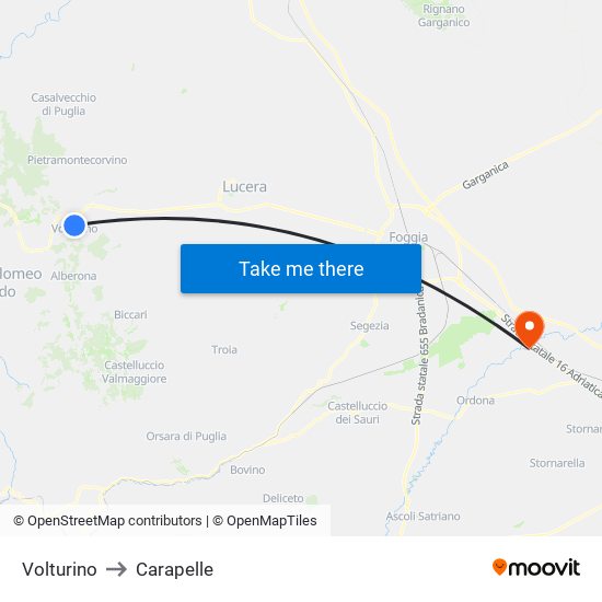 Volturino to Carapelle map