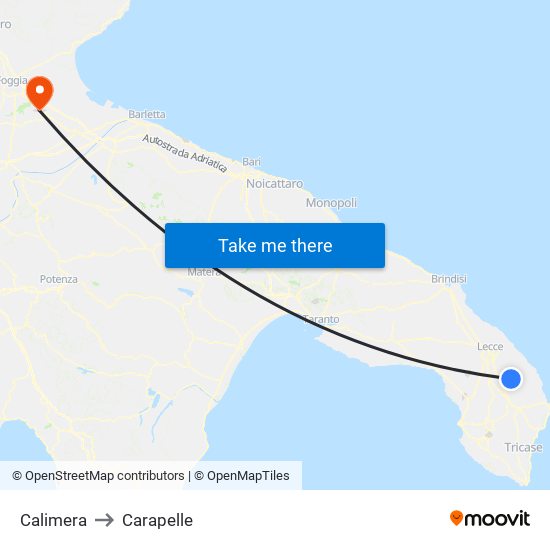 Calimera to Carapelle map