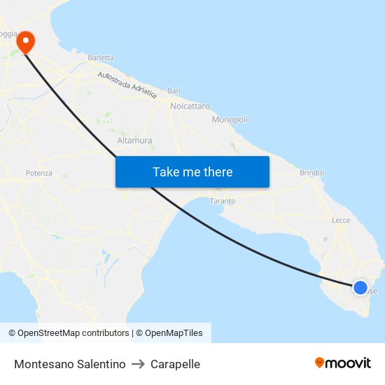 Montesano Salentino to Carapelle map