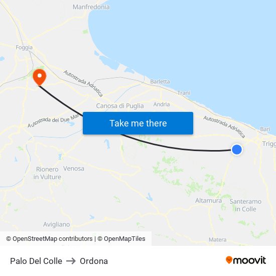 Palo Del Colle to Ordona map