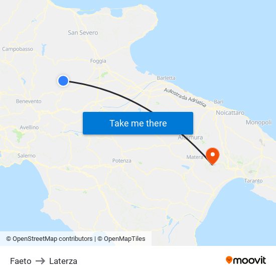 Faeto to Laterza map