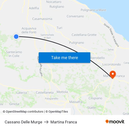 Cassano Delle Murge to Martina Franca map