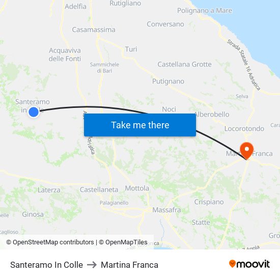 Santeramo In Colle to Martina Franca map
