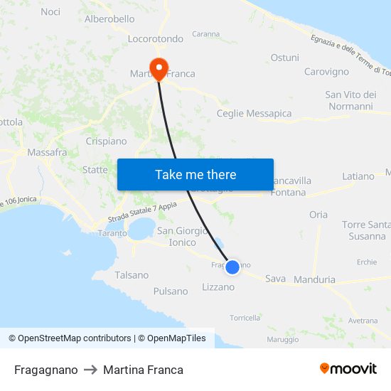 Fragagnano to Martina Franca map