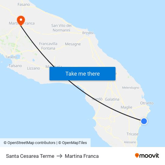Santa Cesarea Terme to Martina Franca map