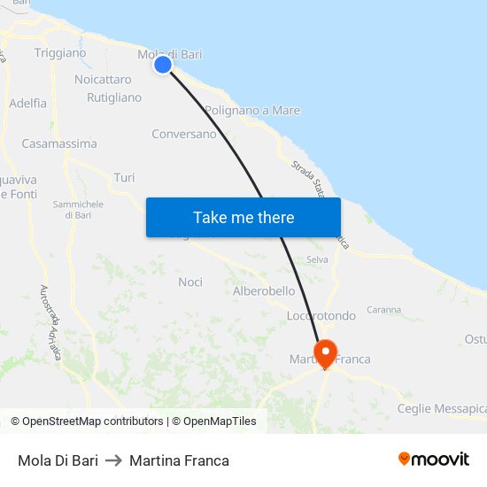 Mola Di Bari to Martina Franca map
