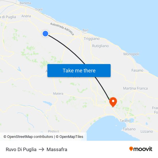 Ruvo Di Puglia to Massafra map