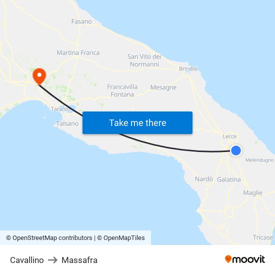 Cavallino to Massafra map