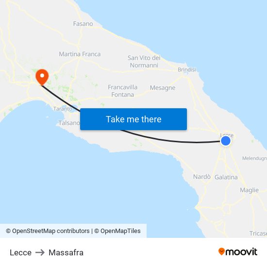 Lecce to Massafra map