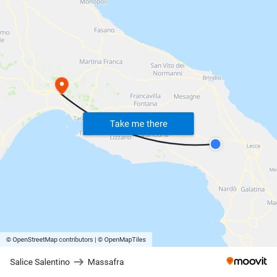 Salice Salentino to Massafra map