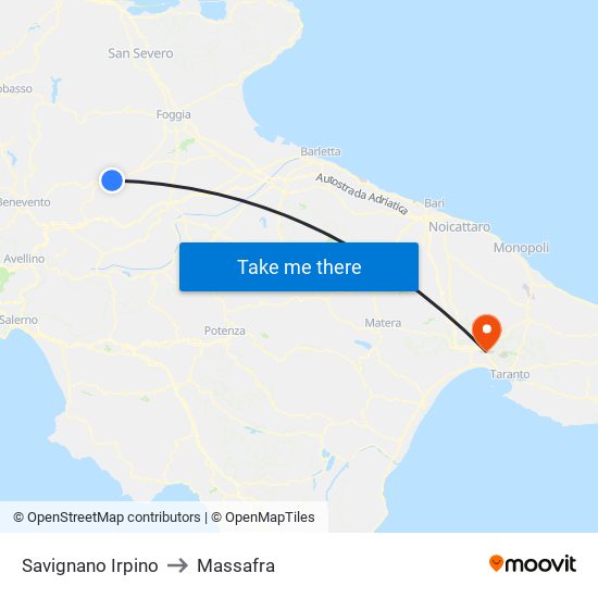 Savignano Irpino to Massafra map