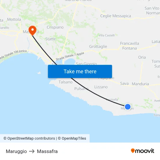Maruggio to Massafra map