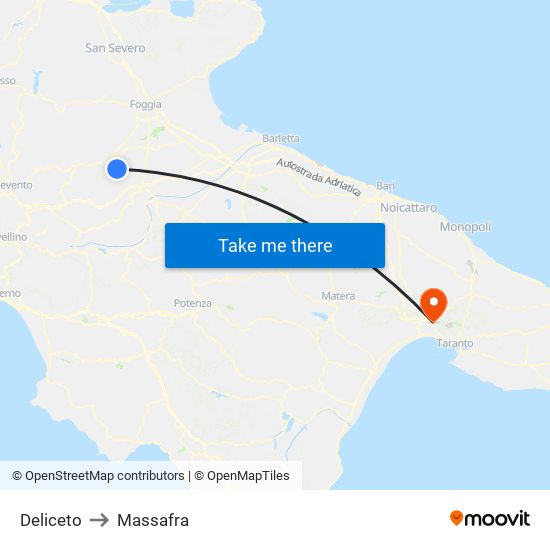 Deliceto to Massafra map