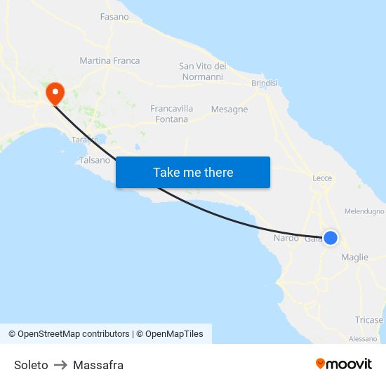 Soleto to Massafra map