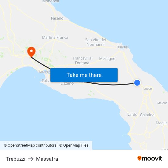 Trepuzzi to Massafra map