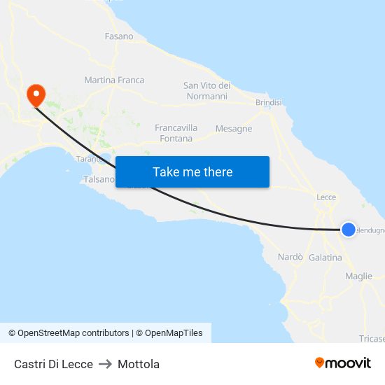 Castri Di Lecce to Mottola map