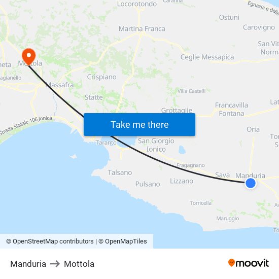 Manduria to Mottola map