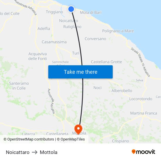 Noicattaro to Mottola map