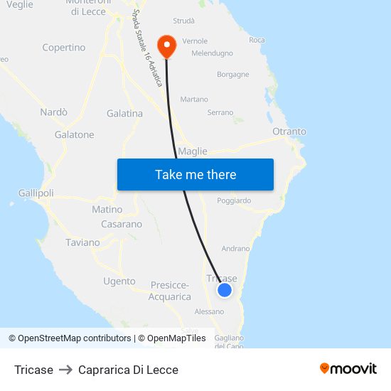 Tricase to Caprarica Di Lecce map