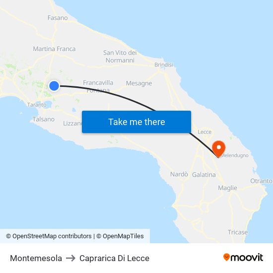 Montemesola to Caprarica Di Lecce map