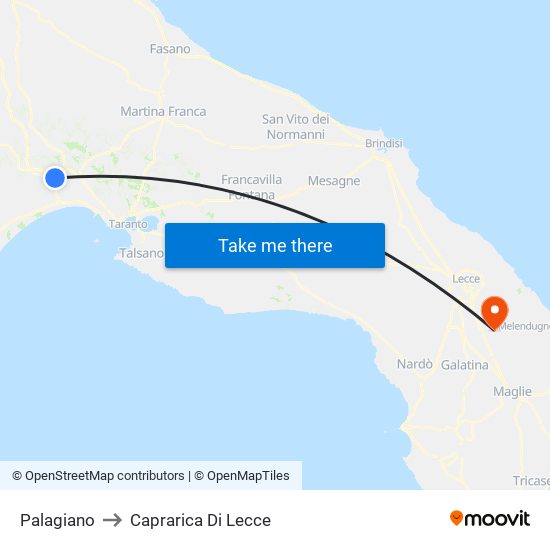 Palagiano to Caprarica Di Lecce map