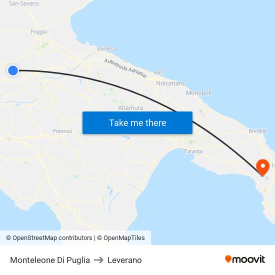 Monteleone Di Puglia to Leverano map