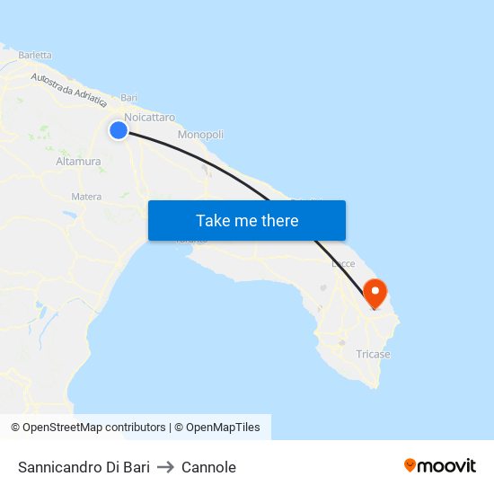Sannicandro Di Bari to Cannole map