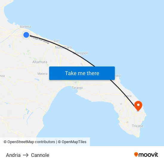 Andria to Cannole map