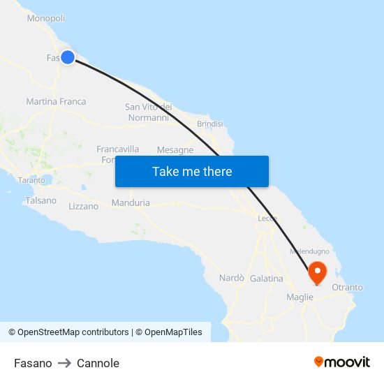 Fasano to Cannole map