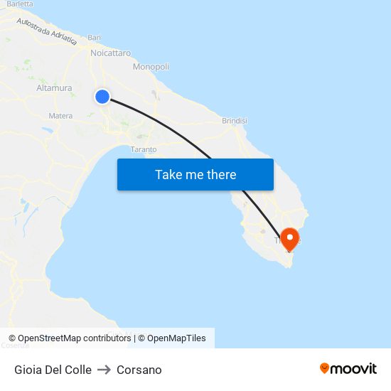 Gioia Del Colle to Corsano map