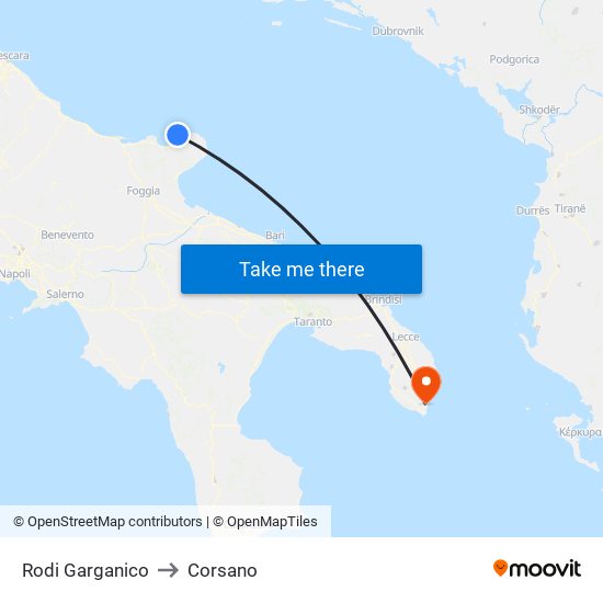 Rodi Garganico to Corsano map