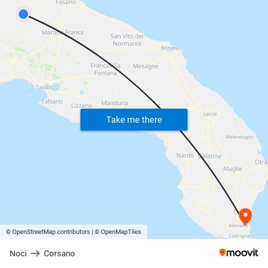 Noci to Corsano map