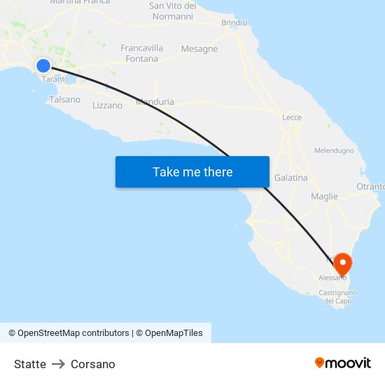 Statte to Corsano map