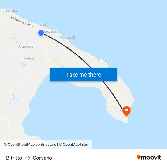 Bitritto to Corsano map