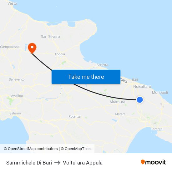 Sammichele Di Bari to Volturara Appula map