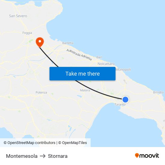 Montemesola to Stornara map