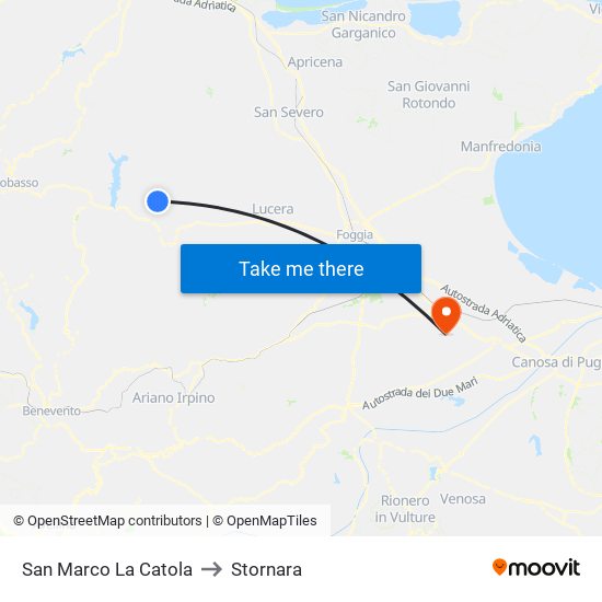 San Marco La Catola to Stornara map