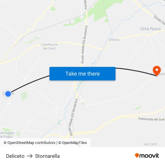 Deliceto to Stornarella map