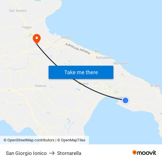 San Giorgio Ionico to Stornarella map