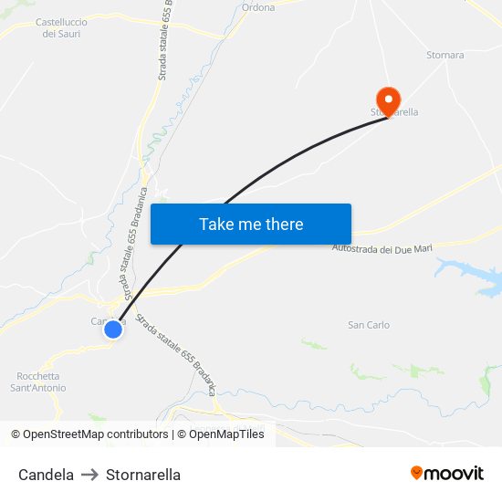 Candela to Stornarella map