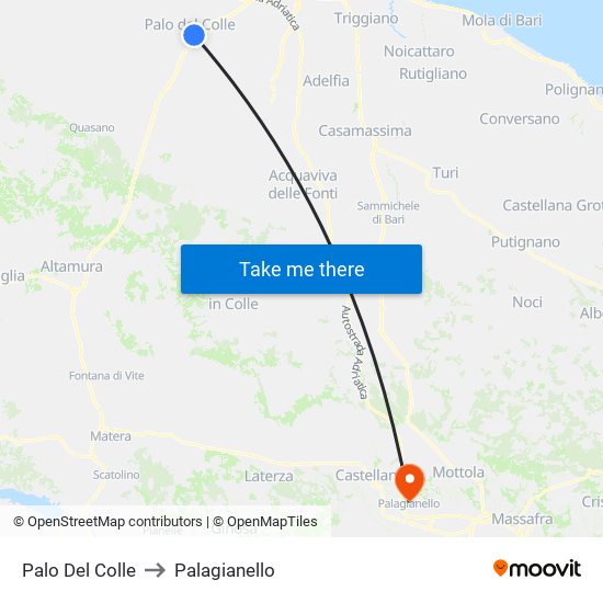 Palo Del Colle to Palagianello map