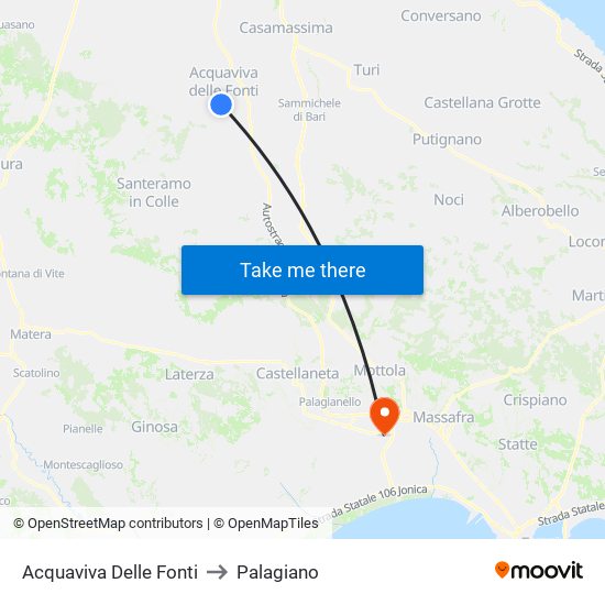 Acquaviva Delle Fonti to Palagiano map