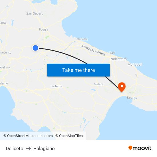 Deliceto to Palagiano map