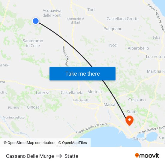 Cassano Delle Murge to Statte map