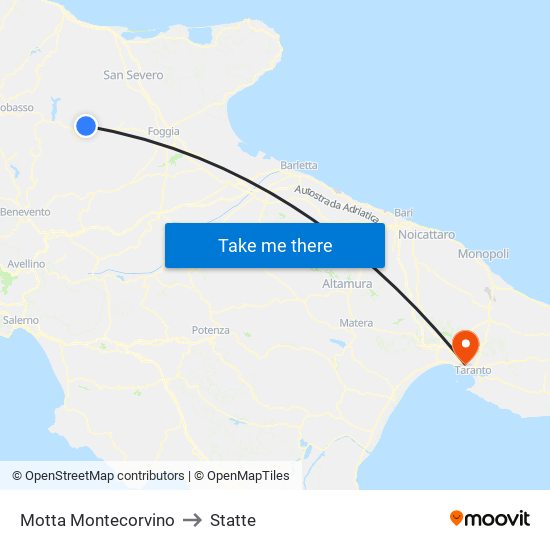 Motta Montecorvino to Statte map