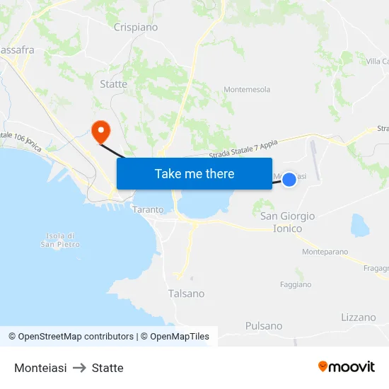 Monteiasi to Statte map