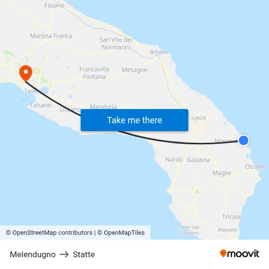 Melendugno to Statte map