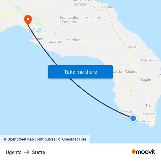 Ugento to Statte map