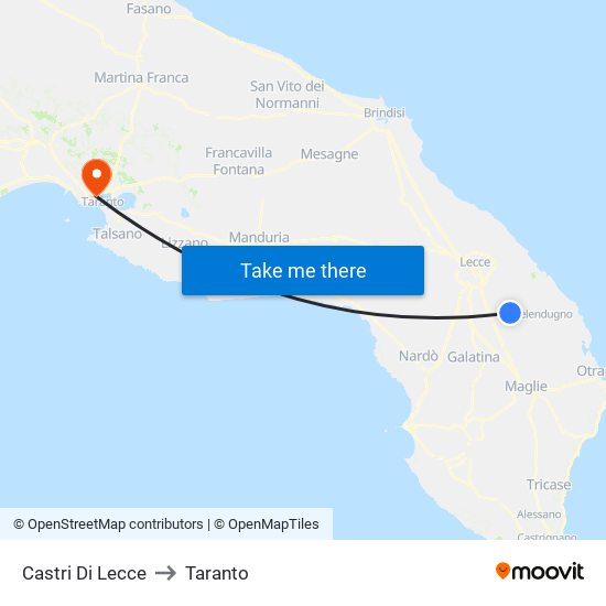 Castri Di Lecce to Taranto map